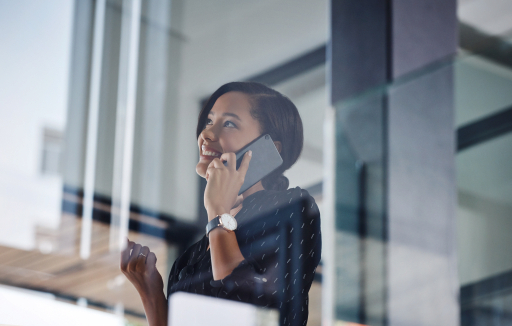 Customer service professional speaking on the phone